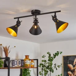 Lampes Dorées-hofstein Plafonnier Upiano Chrome, Noir, 3 lumières