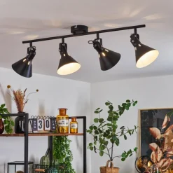 Lampes Industrielles-hofstein Plafonnier Upiano Chrome, Noir, 4 lumières