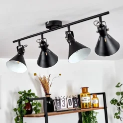 Lampes Industrielles-hofstein Plafonnier Upiano Chrome, Noir, 4 lumières