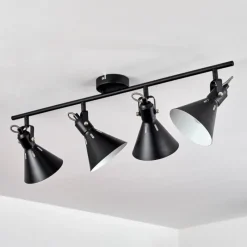 Lampes Industrielles-hofstein Plafonnier Upiano Chrome, Noir, 4 lumières