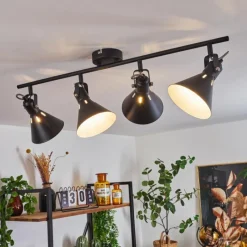 Lampes Industrielles-hofstein Plafonnier Upiano Chrome, Noir, 4 lumières