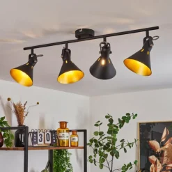 Lampes Dorées-hofstein Plafonnier Upiano Chrome, Noir, 4 lumières