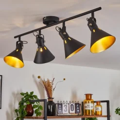 Lampes Dorées-hofstein Plafonnier Upiano Chrome, Noir, 4 lumières