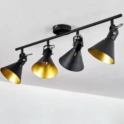 Lampes Dorées-hofstein Plafonnier Upiano Chrome, Noir, 4 lumières