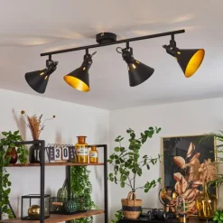 Lampes Dorées-hofstein Plafonnier Upiano Chrome, Noir, 4 lumières