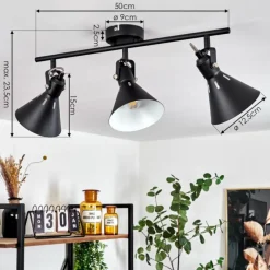 Lampes Industrielles-hofstein Plafonnier Upiano Noir, 3 lumières