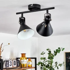 Lampes Industrielles-hofstein Plafonnier Upiano Noir, 2 lumières