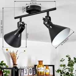 Lampes Industrielles-hofstein Plafonnier Upiano Noir, 2 lumières