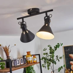 Lampes Industrielles-hofstein Plafonnier Upiano Noir, 2 lumières