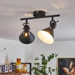 Lampes Industrielles-hofstein Plafonnier Upiano Noir, 2 lumières