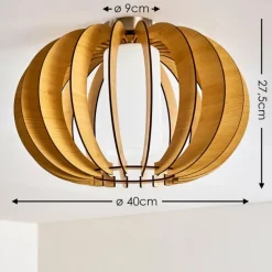 Lampes En Bois-hofstein Plafonnier Valkom Bois clair, Nickel mat, 1 lumière