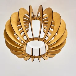 Lampes En Bois-hofstein Plafonnier Valkom Bois clair, Nickel mat, 1 lumière