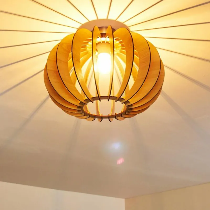 Lampes À Boules-hofstein Plafonnier Valkom Bois clair, 1 lumière