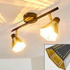 Lampes Dorées-hofstein Plafonnier Vantaa Noir doré, 2 lumières