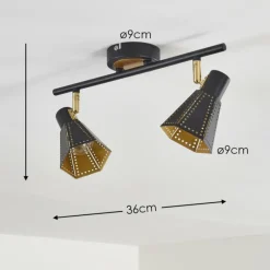 Lampes Dorées-hofstein Plafonnier Vantaa Noir doré, 2 lumières