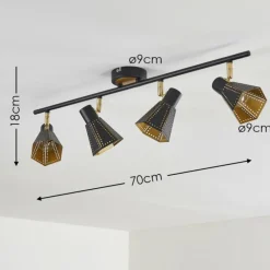 Lampes Dorées-hofstein Plafonnier Vantaa Noir doré, 4 lumières