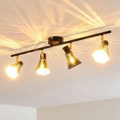 Lampes Dorées-hofstein Plafonnier Vantaa Noir doré, 4 lumières