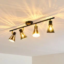 Lampes Dorées-hofstein Plafonnier Vantaa Noir doré, 4 lumières