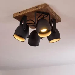 Lampes Industrielles-hofstein Plafonnier Vanuatu Brun, Noir, 4 lumières
