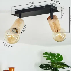 Lampes Vintages & Rétros-hofstein Plafonnier Vasanello Bois clair, Noir, 2 lumières