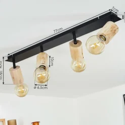 Lampes Vintages & Rétros-hofstein Plafonnier Vasanello Bois clair, Noir, 4 lumières