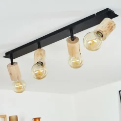 Lampes Vintages & Rétros-hofstein Plafonnier Vasanello Bois clair, Noir, 4 lumières