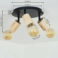 Lampes Vintages & Rétros-hofstein Plafonnier Vasanello Bois clair, Noir, 3 lumières