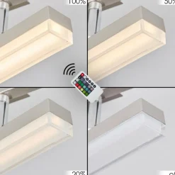 hofstein Plafonnier Vehkala LED Chrome, Nickel mat, 5 lumières, Télécommandes, Changeur de couleurs