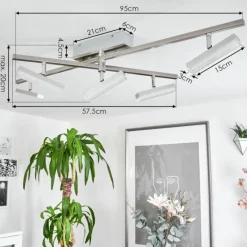 hofstein Plafonnier Vehkala LED Chrome, Nickel mat, 5 lumières, Télécommandes, Changeur de couleurs