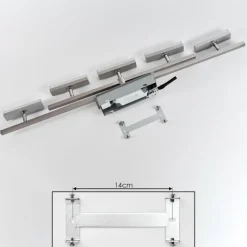 hofstein Plafonnier Vehkala LED Chrome, Nickel mat, 5 lumières, Télécommandes, Changeur de couleurs