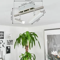 hofstein Plafonnier Vehkala LED Chrome, Nickel mat, 2 lumières, Télécommandes, Changeur de couleurs