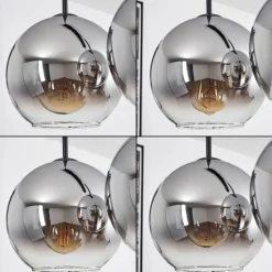 Suspension Verre Fumé-hofstein Plafonnier Verre 20 cm Koyoto Chrome, Clair, Fumé, 5 lumières