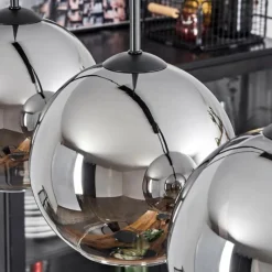 Suspension Verre Fumé-hofstein Plafonnier Verre 20 cm Koyoto Chrome, Clair, Fumé, 5 lumières