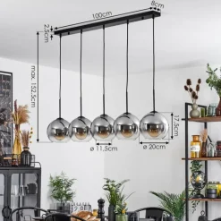 Suspension Verre Fumé-hofstein Plafonnier Verre 20 cm Koyoto Clair, Fumé, 5 lumières