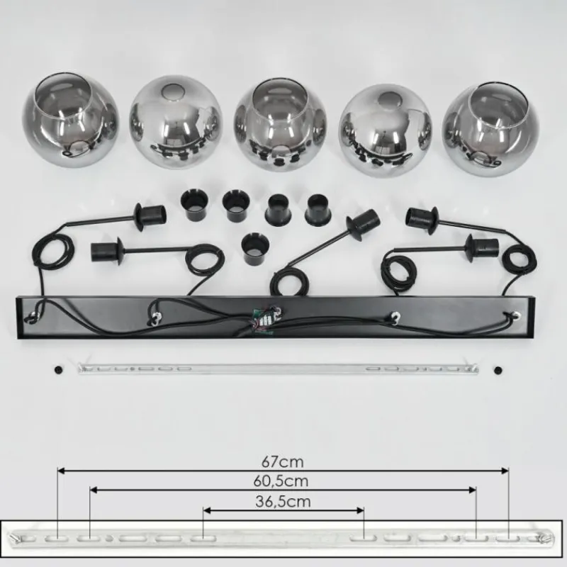 Suspension Verre Fumé-hofstein Plafonnier Verre 20 cm Koyoto Clair, Fumé, 5 lumières