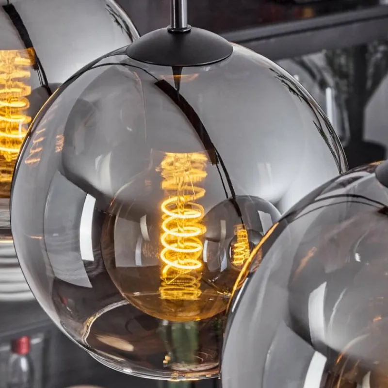 Suspension Verre Fumé-hofstein Plafonnier Verre 20 cm Koyoto Clair, Fumé, 5 lumières