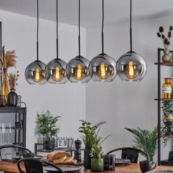 Suspension Verre Fumé-hofstein Plafonnier Verre 20 cm Koyoto Clair, Fumé, 5 lumières