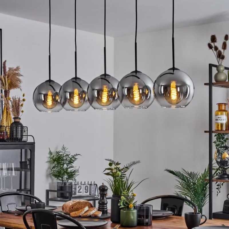 Suspension Verre Fumé-hofstein Plafonnier Verre 20 cm Koyoto Clair, Fumé, 5 lumières