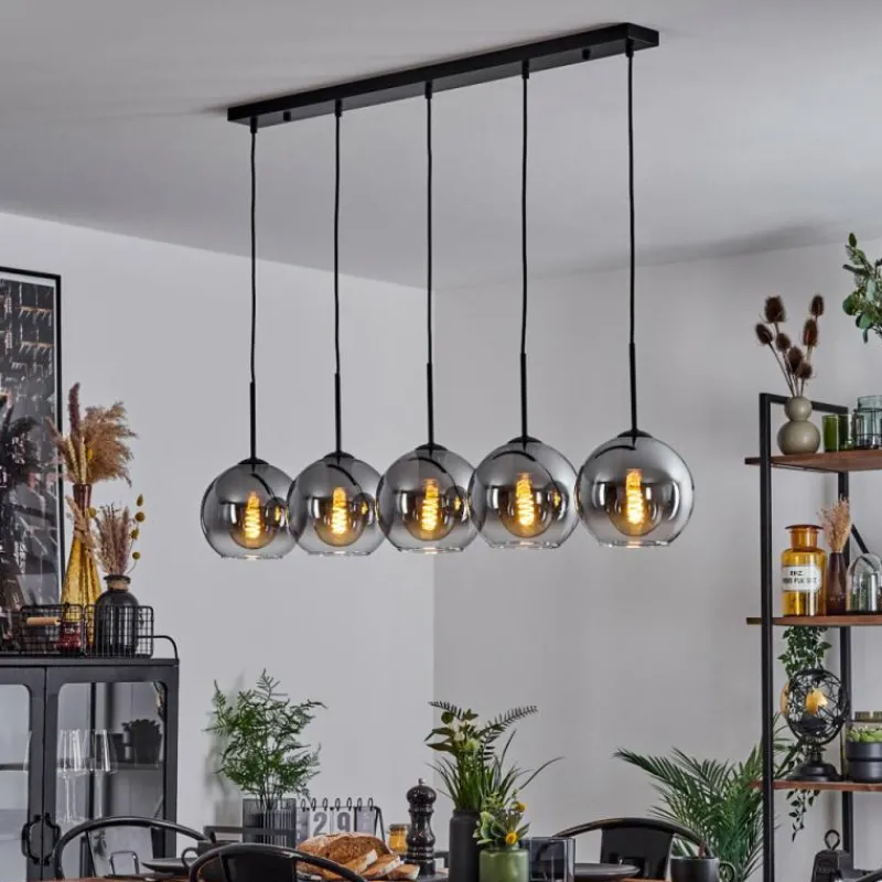 Suspension Verre Fumé-hofstein Plafonnier Verre 20 cm Koyoto Clair, Fumé, 5 lumières