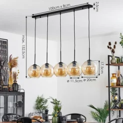 hofstein Plafonnier Verre 20 cm Koyoto Ambre, 5 lumières