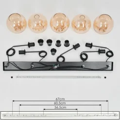 hofstein Plafonnier Verre 20 cm Koyoto Ambre, 5 lumières