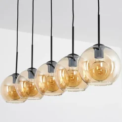 hofstein Plafonnier Verre 20 cm Koyoto Ambre, 5 lumières