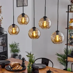 hofstein Plafonnier Verre 20 cm Koyoto Ambre, 5 lumières