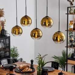 hofstein Plafonnier Verre 20 cm Koyoto Or, Clair, 5 lumières