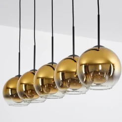 hofstein Plafonnier Verre 20 cm Koyoto Or, Clair, 5 lumières