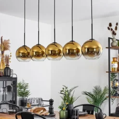 hofstein Plafonnier Verre 20 cm Koyoto Or, Clair, 5 lumières