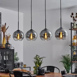Suspension Verre Fumé-hofstein Plafonnier Verre 20 cm Koyoto Clair, Fumé, 4 lumières