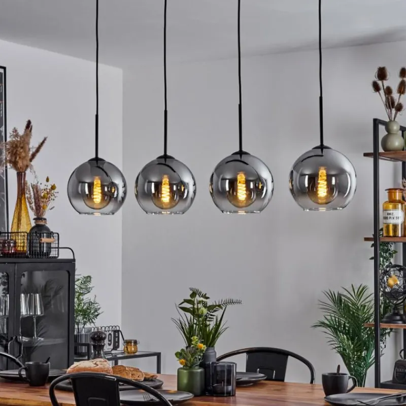 Suspension Verre Fumé-hofstein Plafonnier Verre 20 cm Koyoto Clair, Fumé, 4 lumières