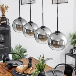 Suspension Verre Fumé-hofstein Plafonnier Verre 20 cm Koyoto Clair, Fumé, 4 lumières