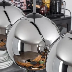 Suspension Verre Fumé-hofstein Plafonnier Verre 20 cm Koyoto Chrome, Fumé, 5 lumières